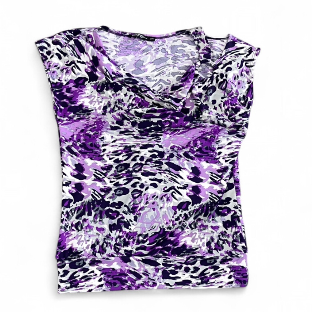 Vibrant Purple Animal-Print Cap Sleeve Camisole